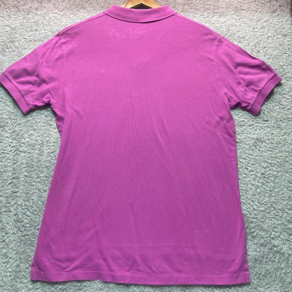 Polo Ralph Lauren Mens Magenta Purple Pique Cotton Polo Shirt Yellow Pony Large